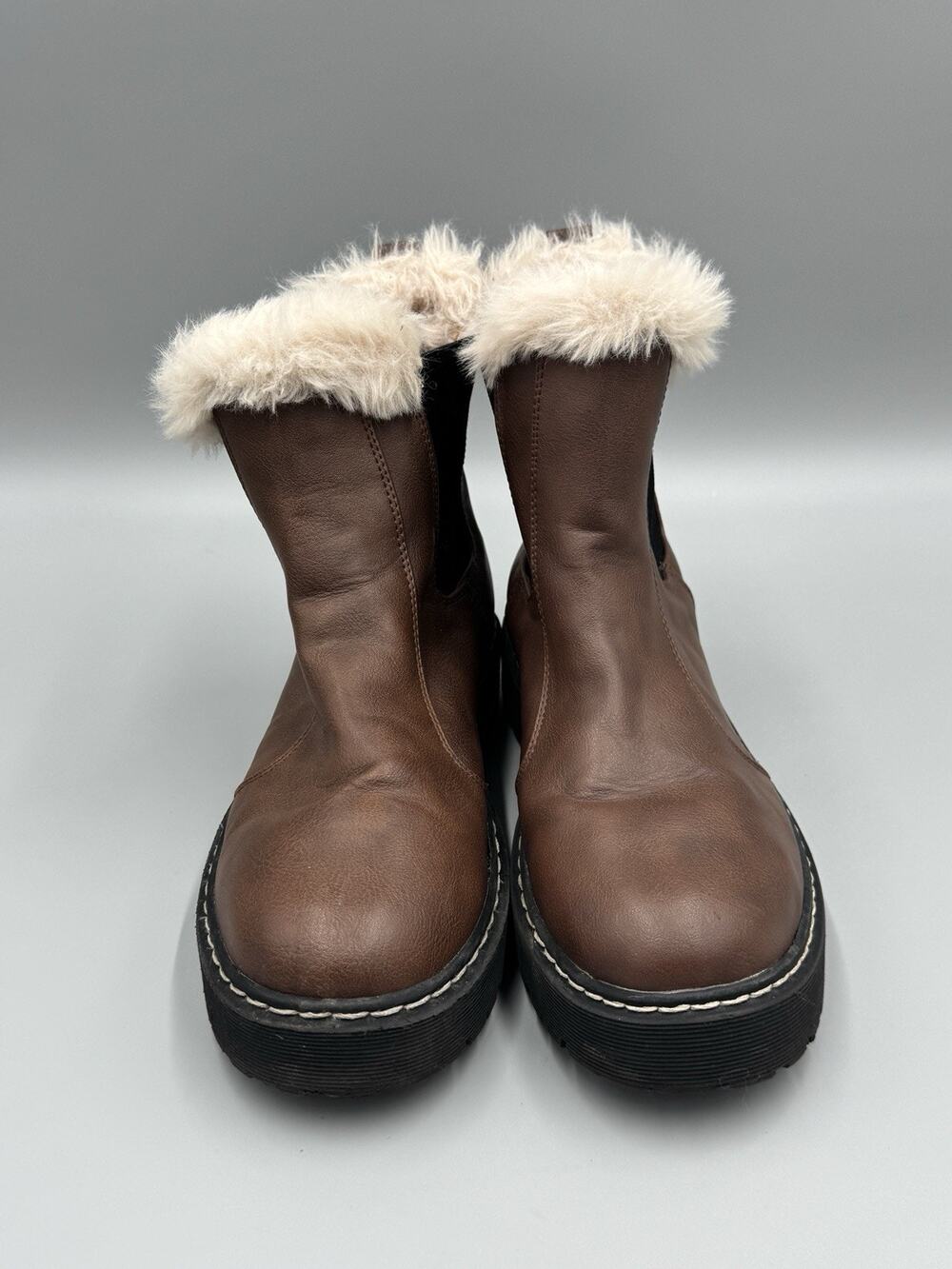 Portland Boot Company Helena Womens Boots Size 9M Brown Faux Fur Lined